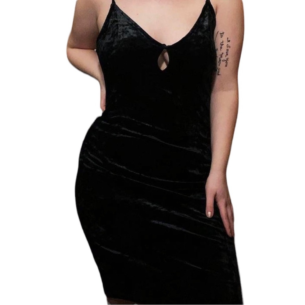 Kendall + Kylie Crushed Velvet Key-hole Dress
